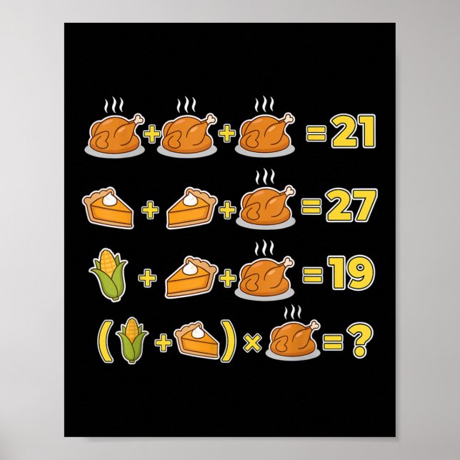 Poster Meme engraçado 67 Dia de Ação de Graças Lógica Mat (Frente)