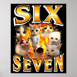 Poster Meme Engraçado 67 Gato Seis Sete Meme Engraçado Bo