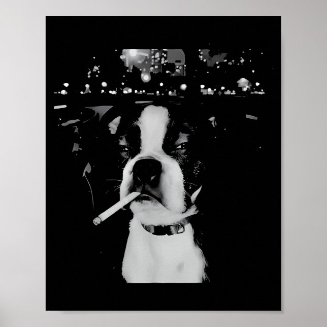 Poster Meme Engraçado de Cachorro Fumando (Frente)