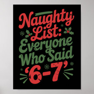 Poster Meme engraçado de Natal 6-7 Lista de Travessos Hum