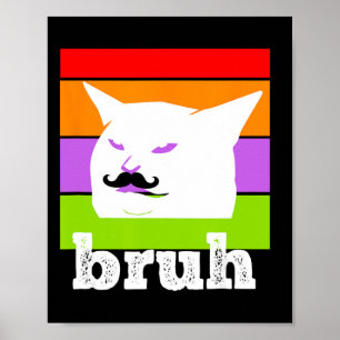 Poster Meme Engraçado Dizendo Bruh com Cat-cinco De Mayo-