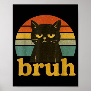 Poster Meme engraçado dizendo Bruh gato retrô 