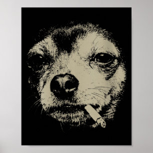 Poster Meme engraçado do cachorro da mulher fumando cigar