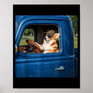 Poster Meme engraçado do corgi cachorro humorístico dirig