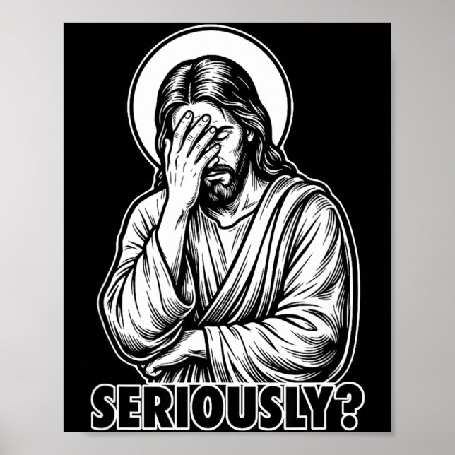Poster meme engraçado religioso cristão facepalm Jesus  (Frente)