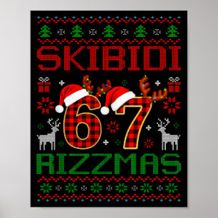 Poster Meme engraçado Skibidi Rizzmas Vibrações Natal Fei