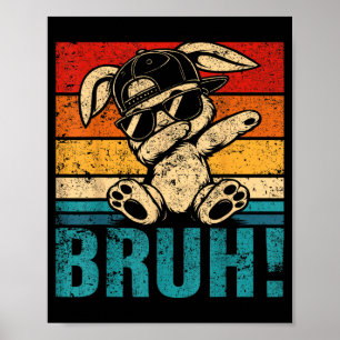 Poster Meme Gráfico Divertido Coelho Dabbing Bruh para Ho