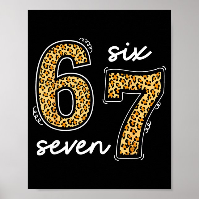 Poster Meme Saying 6 7 Men Women Kids Leopard Teacher  (Frente)