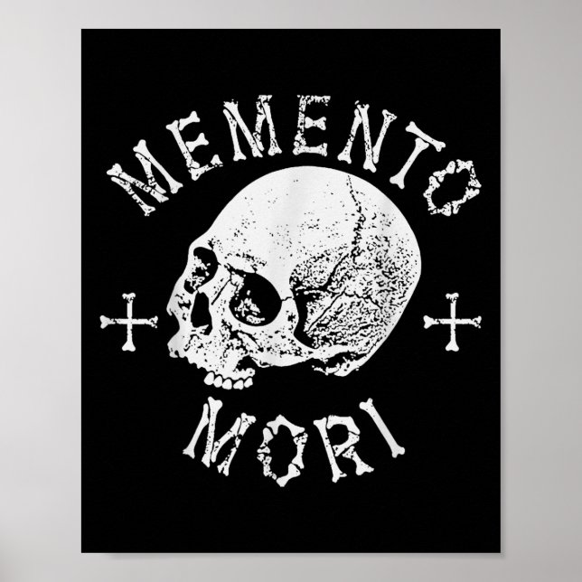Poster Memento Mori Stoic Lembra Da Morte Ossos Do Crânio (Frente)