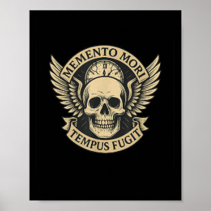 Poster Memento Mori Tempus Fugit Citação Latina