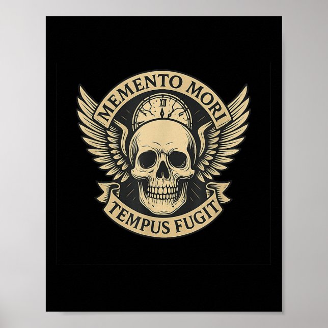 Poster Memento Mori Tempus Fugit Citação Latina (Frente)