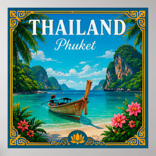 Poster 🌴 Memória da Praia de Phuket Tailândia da Viagem