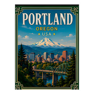Póster 🌲 Memória de Portland Oregon de Mountain View 🌲
