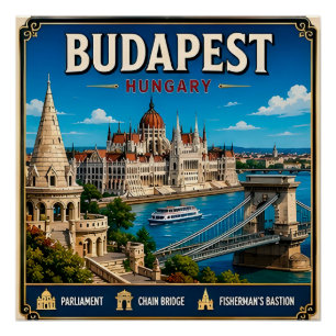 Póster 🧲 Memória de Viagem de Budapeste Hungria para Vis