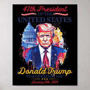 Poster Memória do Presidente Trump Usa Inauguration Day 2