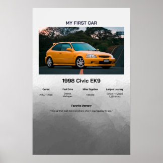 Poster Memória do primeiro carro totalmente personalizáve