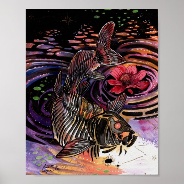 Poster Memória Mapas Autumn Vibes Koi Skeleton Reflexões (Frente)