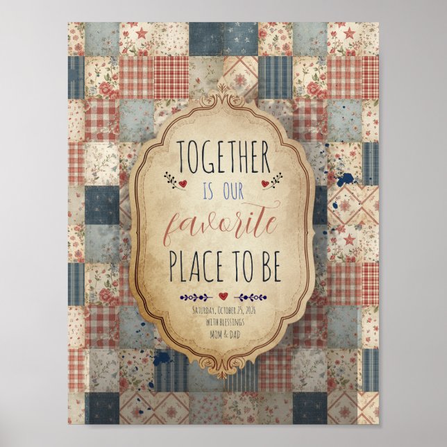 Poster Memória Personalizada de Família em Patchwork Vint (Frente)