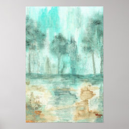 Póster Memória,pintura de árvores de paisagem Abstrato