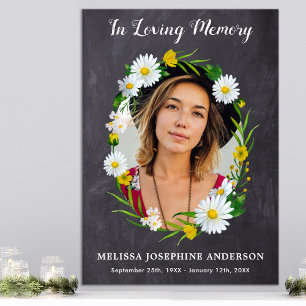 Poster Memória Rustic Loving Floral Daisy Foto Memorial