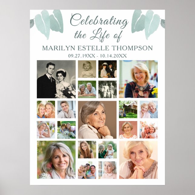 Poster Memorial 21 Colagem de Fotos Coração Botânico Folh (Frente)