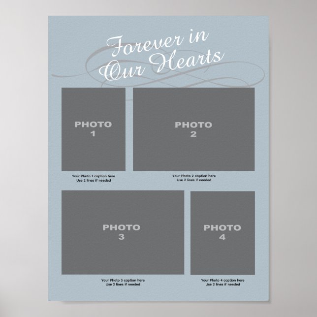 Poster Memorial 4 Foto Página Azul para sempre em nossos  (Frente)