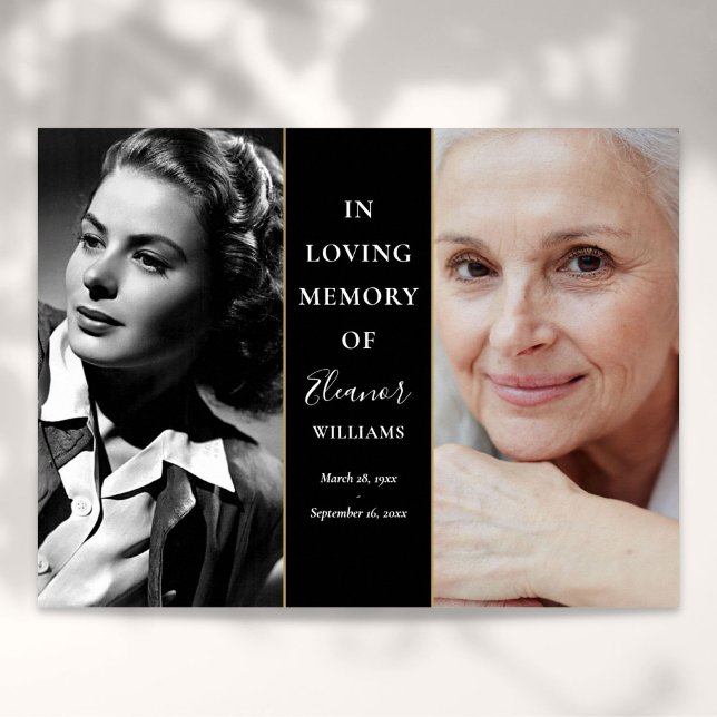 Poster Memorial Amoroso Então e Agora 2 Memorial de Fotos (In Loving Memory Then And Now 2 Photo Memorial Poster)