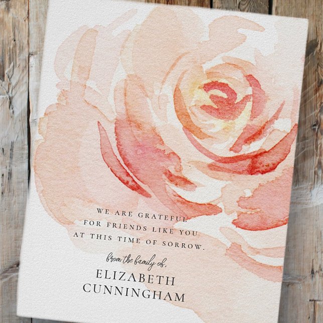 Poster Memorial Aquarela Flor Rosa Elegante Chic (Criador carregado)