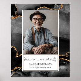 Poster Memorial Black and Dourado Marble Photo