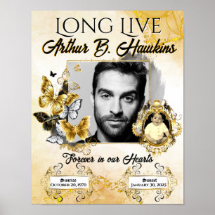 Poster Memorial Black e Dourado 2 Fotos Funeral