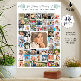 Poster Memorial Botânico Corações Folhas 55 Colagem de Fo