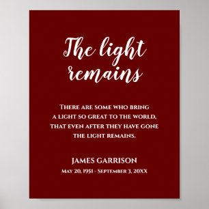 Poster Memorial Citação Branco Sobre Vermelho A Luz Perma
