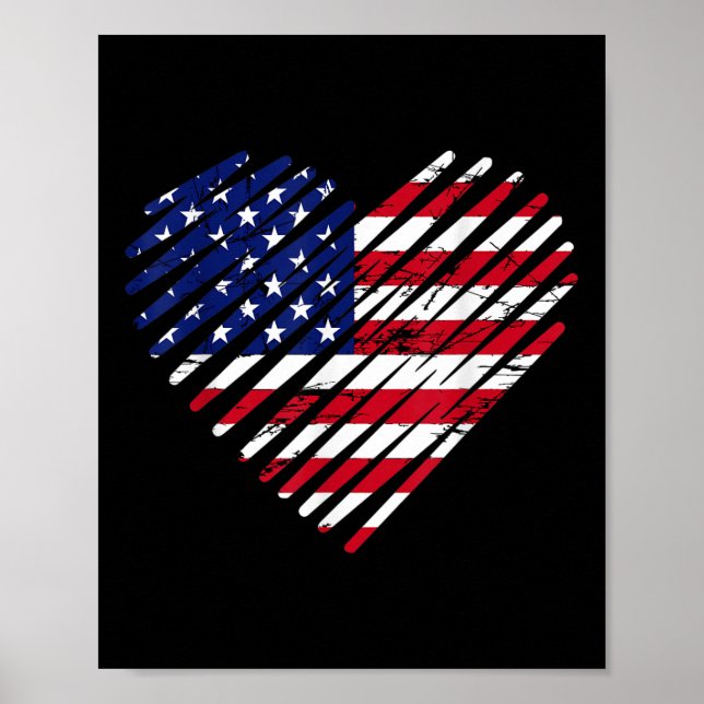 Poster Memorial Day &amp; 4 de julho Partiotic Heart,mens (Frente)