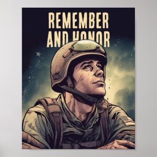 Poster Memorial Day Soldier Lembre-se e Honra