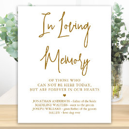 Poster Memorial de Casamento Elegante Dourado Em Memória 