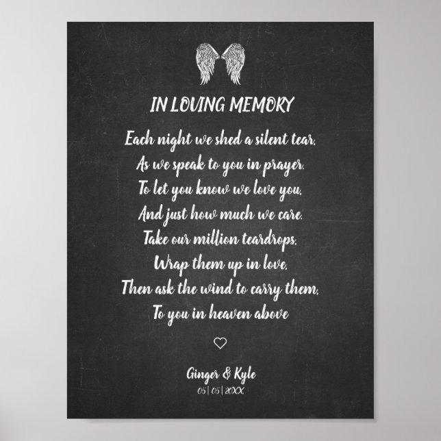 Poster Memorial de Casamento Giz Efeito Quadro-Negro Quer (Frente)