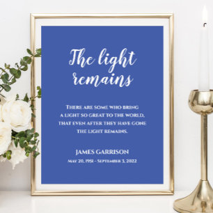 Poster Memorial de Citação Branco Sobre Azul A Luz Perman