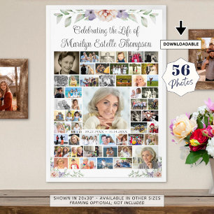 Poster Memorial de Flores e Folhagens 56 Colagem de Fotos