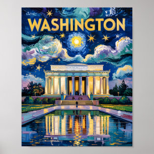 Poster Memorial do Viagem Art Lincoln Van Gogh Washington