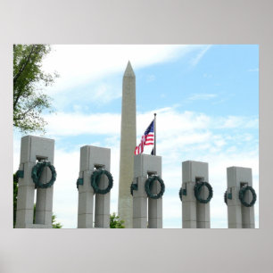 Póster Memorial do Washington Monument e da WWII em DC