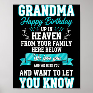 Poster Memorial dos avós vovó feliz aniversário naGran