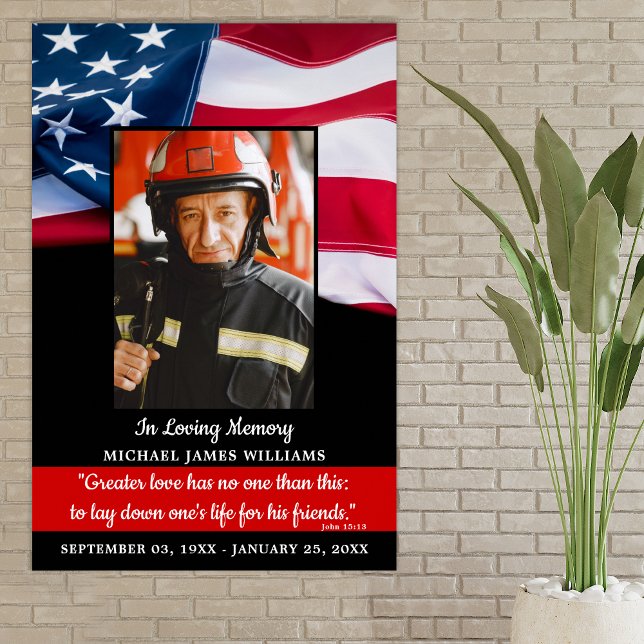 Poster Memorial dos Bombeiros Funeral Em Memória Carinhos (Criador carregado)
