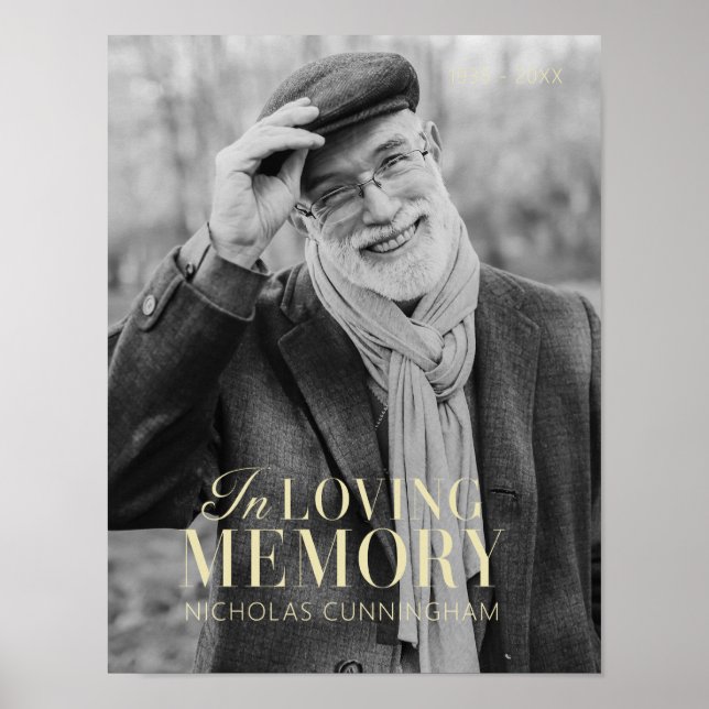 Poster Memorial Elegante Moderno de Memória Amante (Frente)