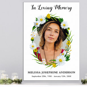 Poster Memorial Floral Dália Foto Funeral Comemorativo