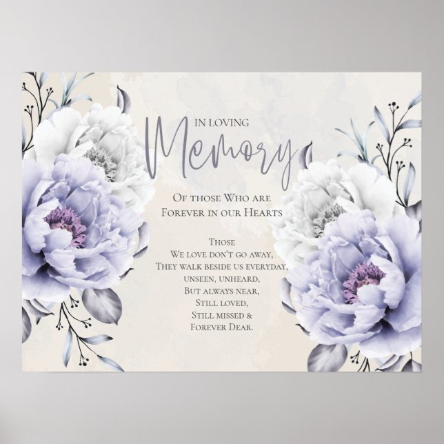 Poster Memorial Floral Rustic Lilac e Alabastro Peony (Frente)