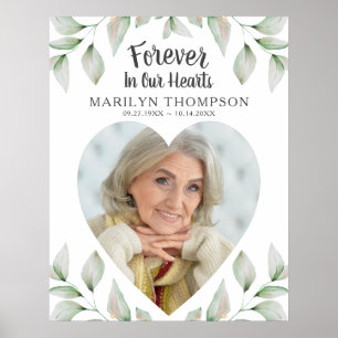 Poster Memorial Foto em Formato de Coração PARA SEMPRE EM
