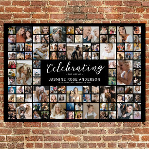 Poster Memorial Funeral Colagem de 100 Fotos