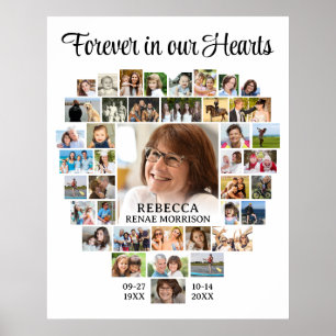Poster Memorial Funeral Coração em Forma de Colagem de 40