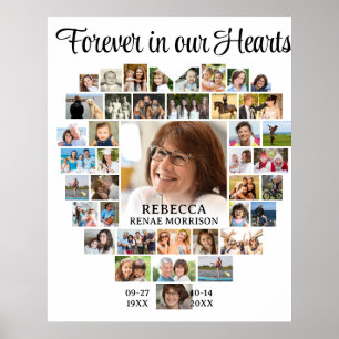 Poster Memorial Funeral Coração em Forma de Colagem de 40
