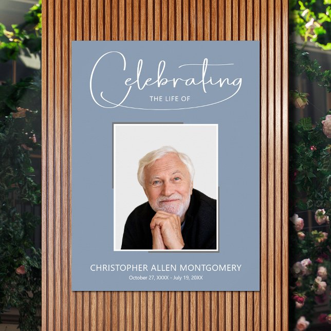 Poster Memorial Funeral Foto Celebração Da Vida (Celebration of Life photo memorial funeral poster - INSTANT DOWNLOAD or PRINTED (framed, too))